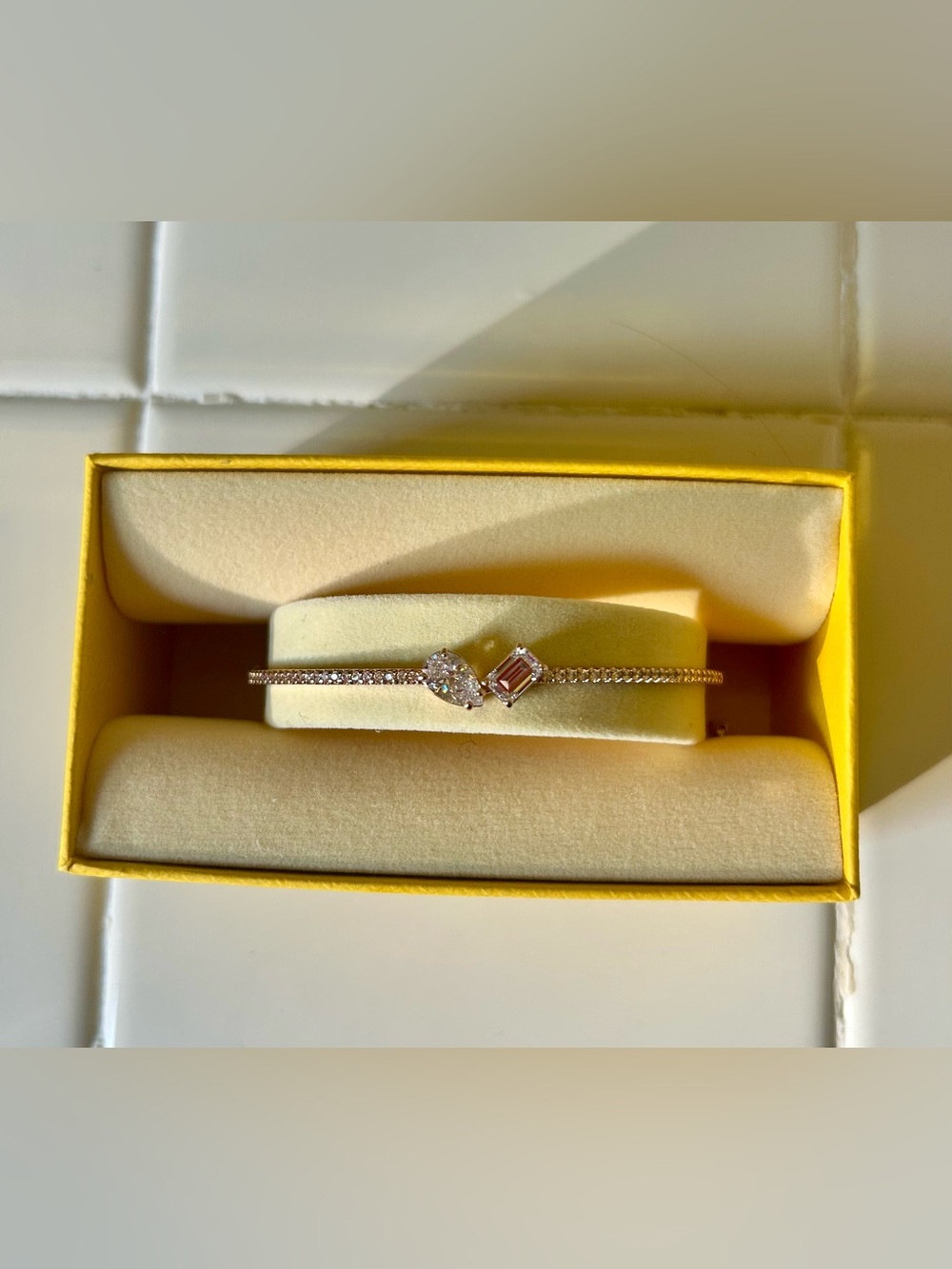 Swarovski Mesmera Bangle rose gold plated finish. Pear and octagon crystals NWOT - Picture 3 of 7